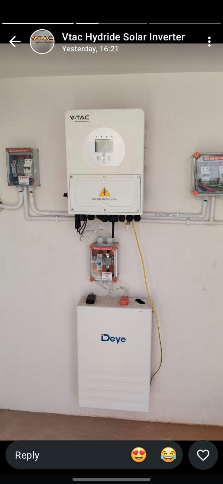CM Solar hybrid installation with V-TAC inverter and Deye battery