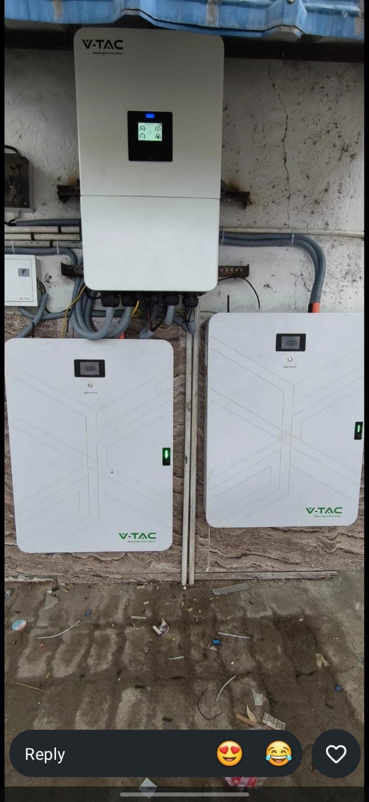 CM Solar supplied photo of V-TAC inverter and two lithium batteries